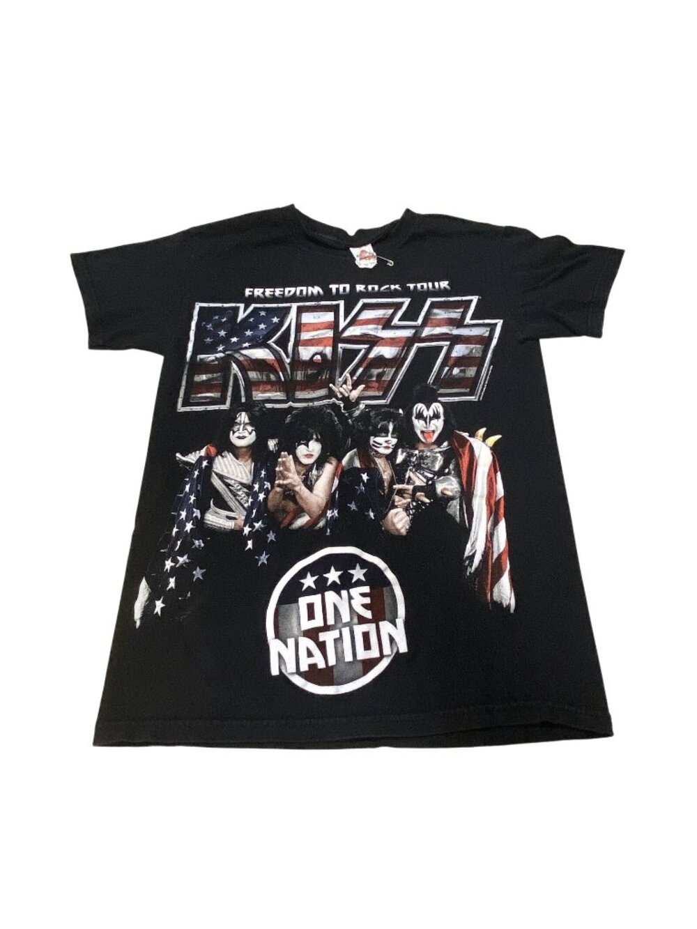 KISS Freedom To Rock Tour Men's Black Small ALSTYLE Graphic T-Shirt Cotton